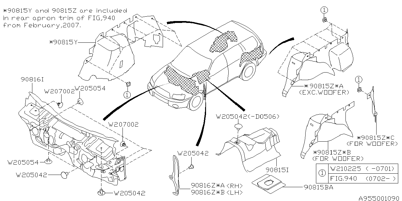 Subaru 90815SA060 INSULATOR Toe Board