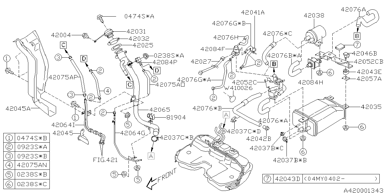 Subaru 42042SA000 Connector Drain