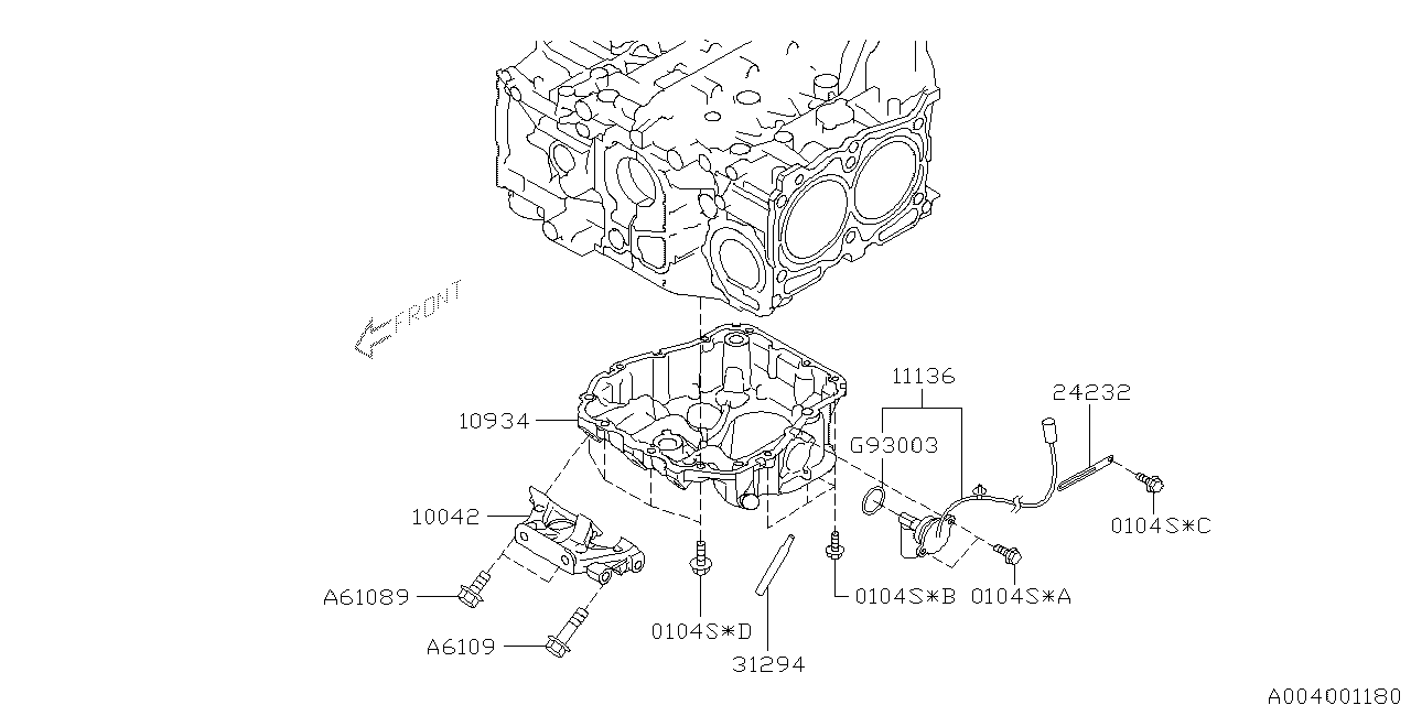 Subaru 31294AA010 Pipe Oil Drain