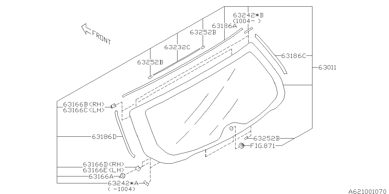 Subaru 63242AJ00A Seal Glass Rear Gate