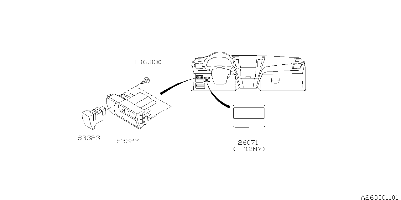 Subaru 26071AJ01B Label PRKG Brake