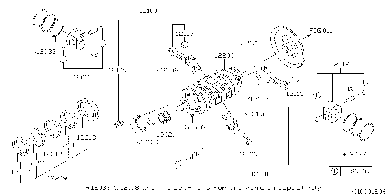 Subaru 12100AA480 Rod Assembly Connecting