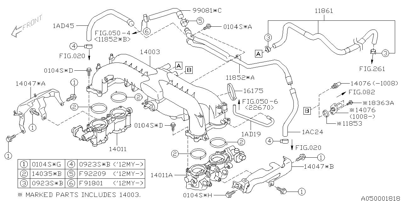 Subaru 11853AA020 Gasket PCV Pipe