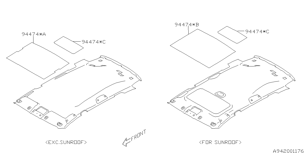 Subaru 94474AJ04A INSULATOR Roof