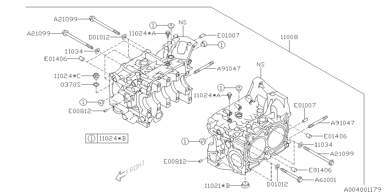 Subaru 11008AB310 Block Set Cylinder