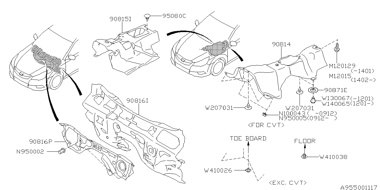 Subaru 90814AJ03A INSUL Tunnel Out SIA