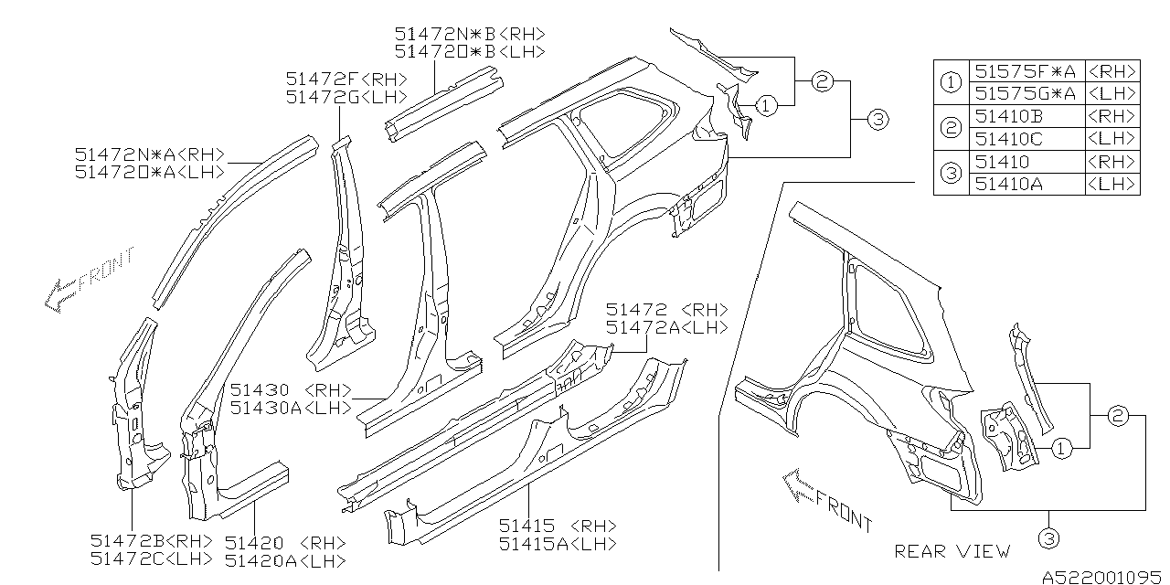 Subaru 51456AJ12A9P Reinforcement Complete Pillar Center RH