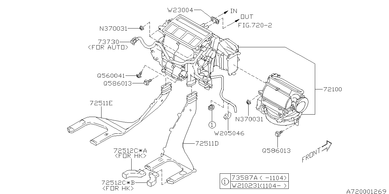 Subaru 72100AJ51A Heater Unit & Blower Assembly