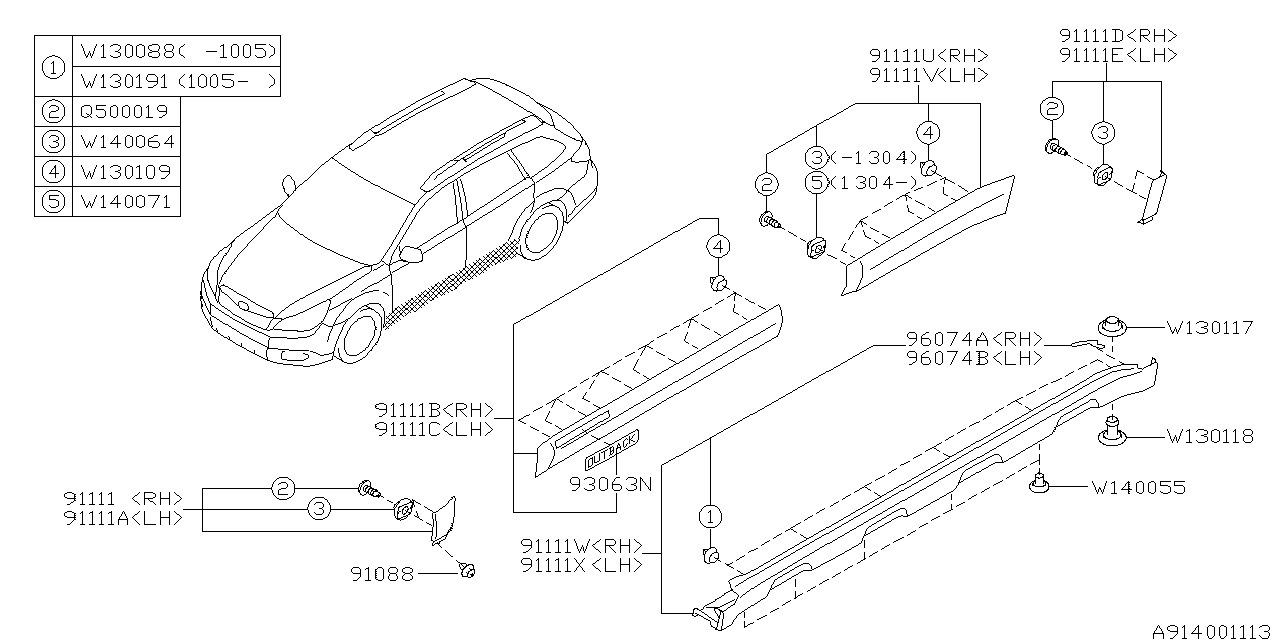 Subaru 91112AJ27B GARNISH Assembly Rear Door RH