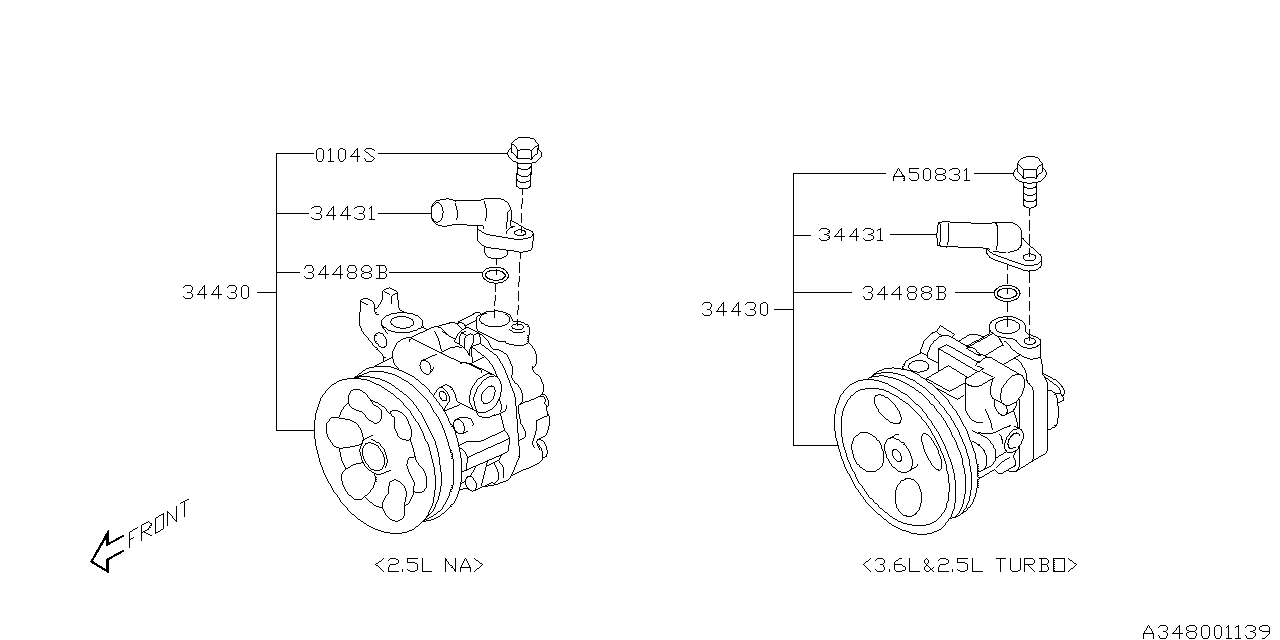 Subaru 34431AJ010 Connector Pump Assembly