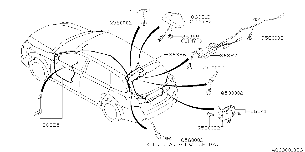 Subaru 86326AJ62B Feeder Cord Assembly WXM