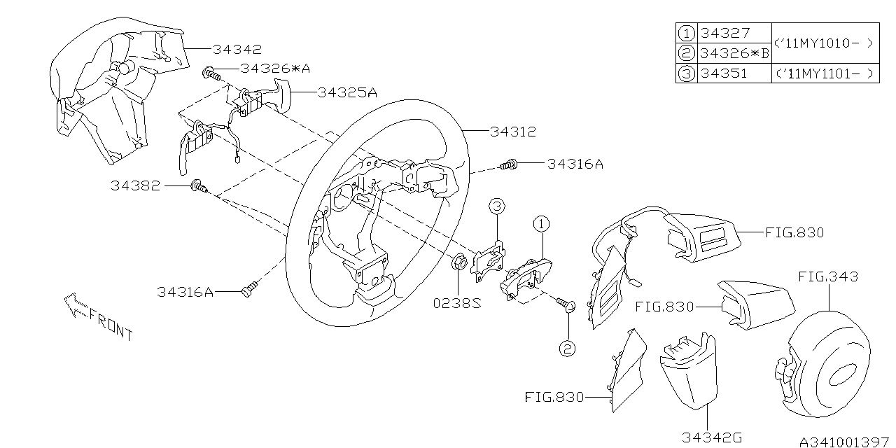 Subaru 34342AJ03A Cover Steering Wheel SPOK