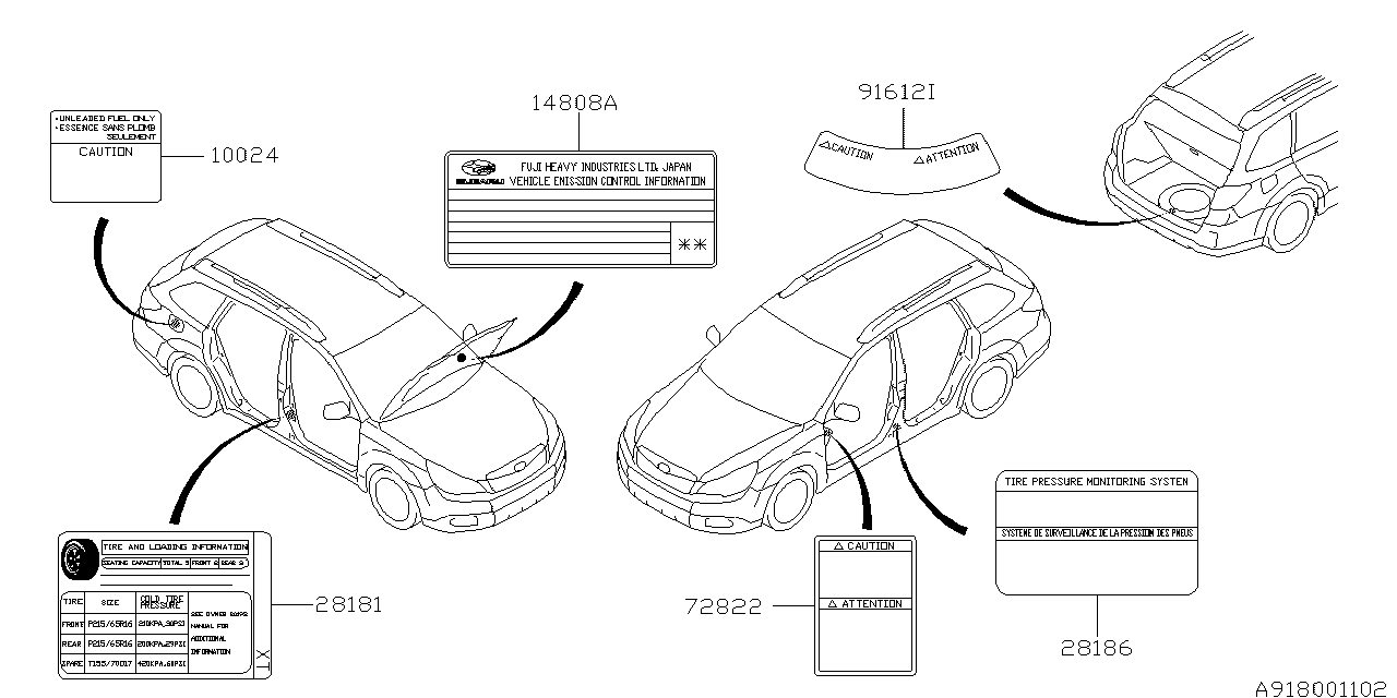 Subaru 14808AH45A Label Emission Cr