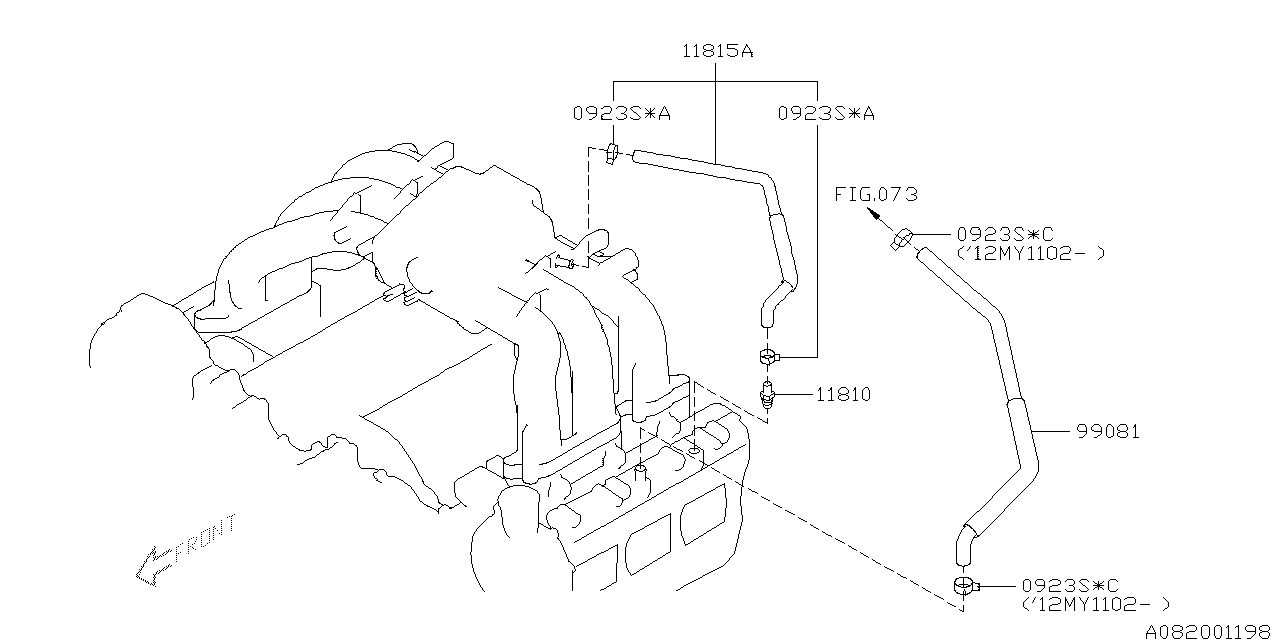 Subaru 99081AA090 Hose Complete Vacuum