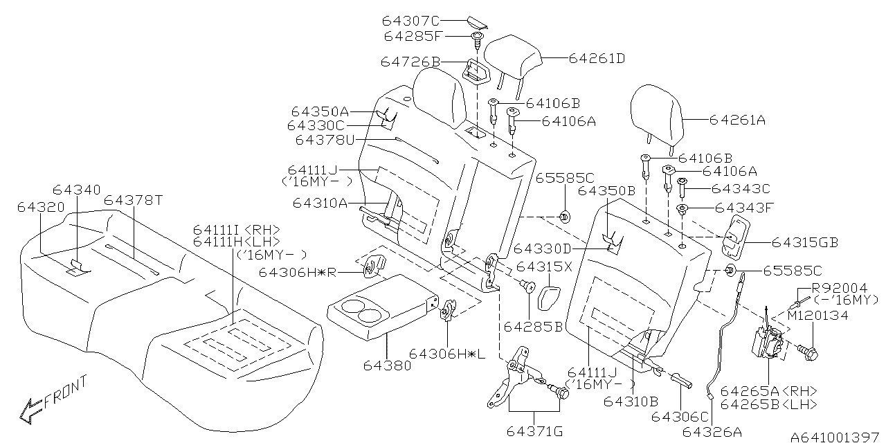Subaru 64378SG000 Wire Set Rear BACKREST