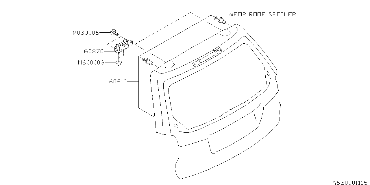 Subaru 60809SG0309P Panel Complete Rear Gate