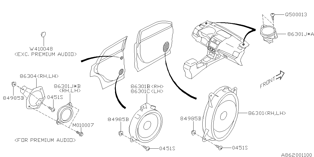 Subaru 86304SG000 Speaker Bracket BRD