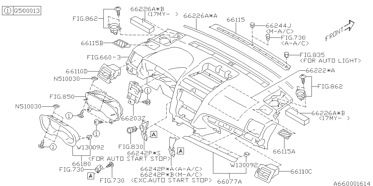 Subaru 66226VA010 Cushion INP Side A