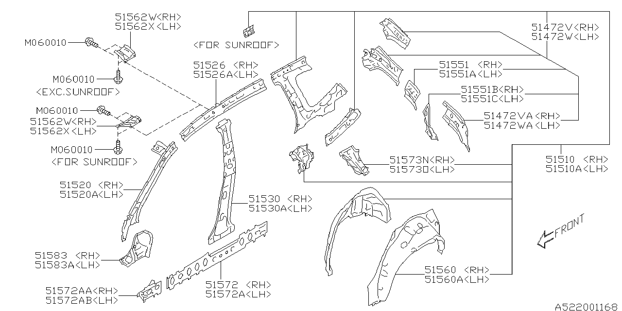 Subaru 51572SG1019P Reinforcement Complete D Pillar