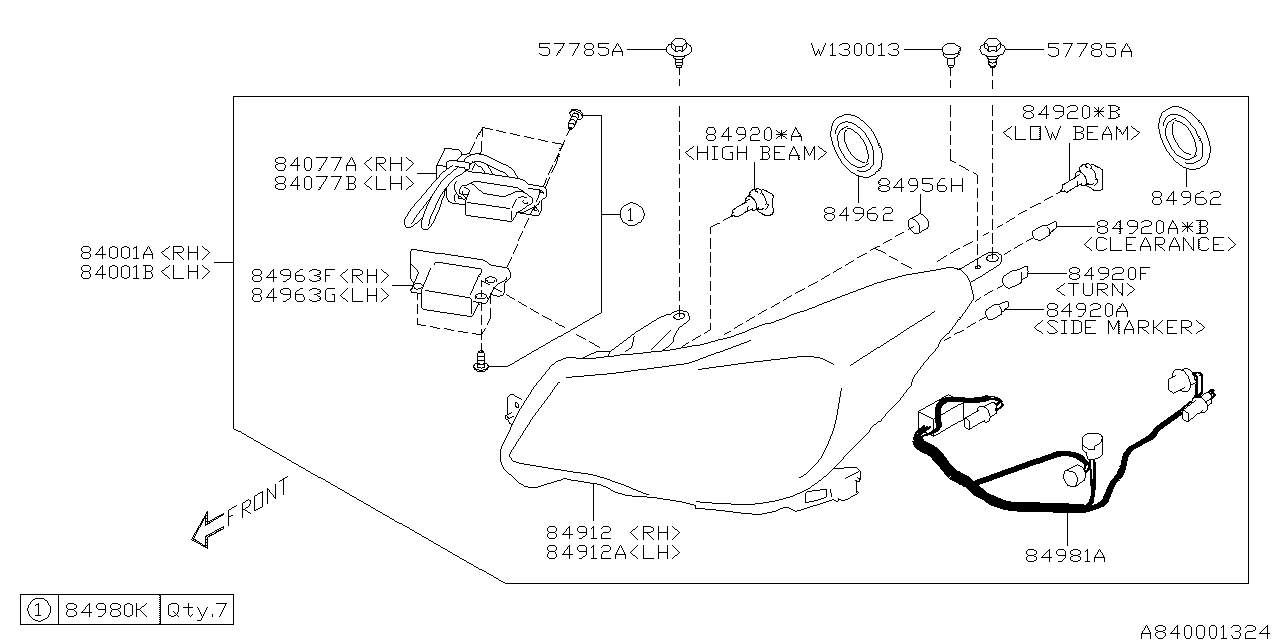 Subaru 84963SG010 Relay Case LH