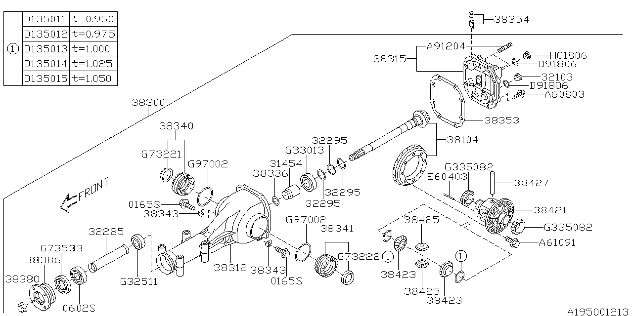 Subaru 38104AA530 PINION & Crown Gear