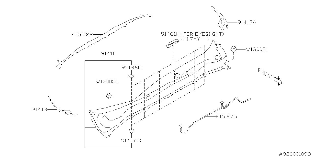 Subaru 91419SG060 COWL Panel Assembly