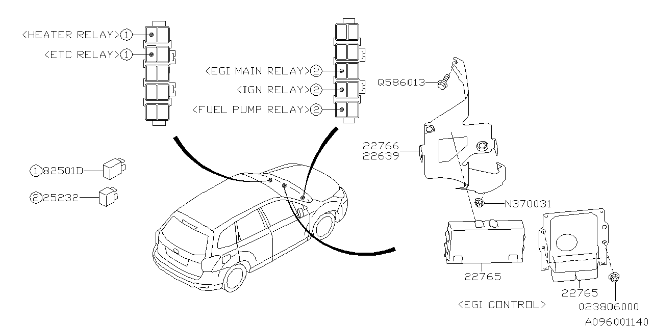 Subaru 22639AA640 Bracket Complete EGI Unit