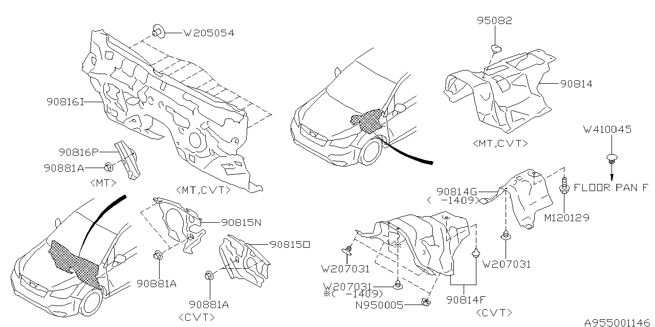 Subaru 90815SG150 INSULATOR Toe Board