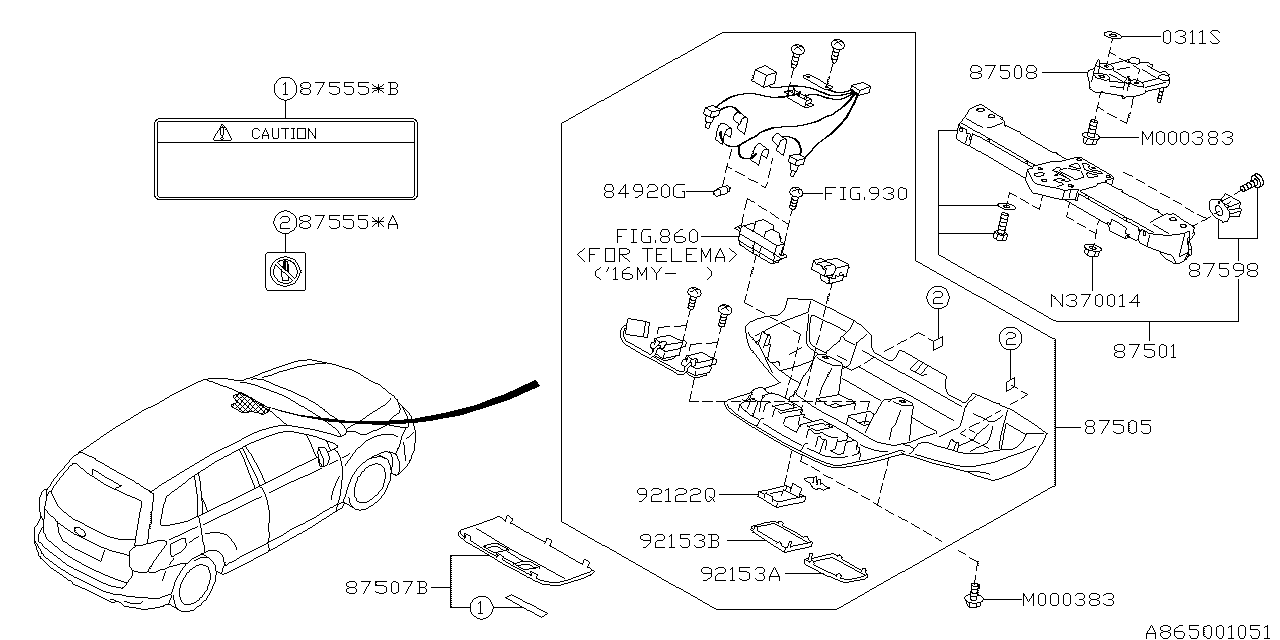 Subaru 87501SG000 Camera Assembly