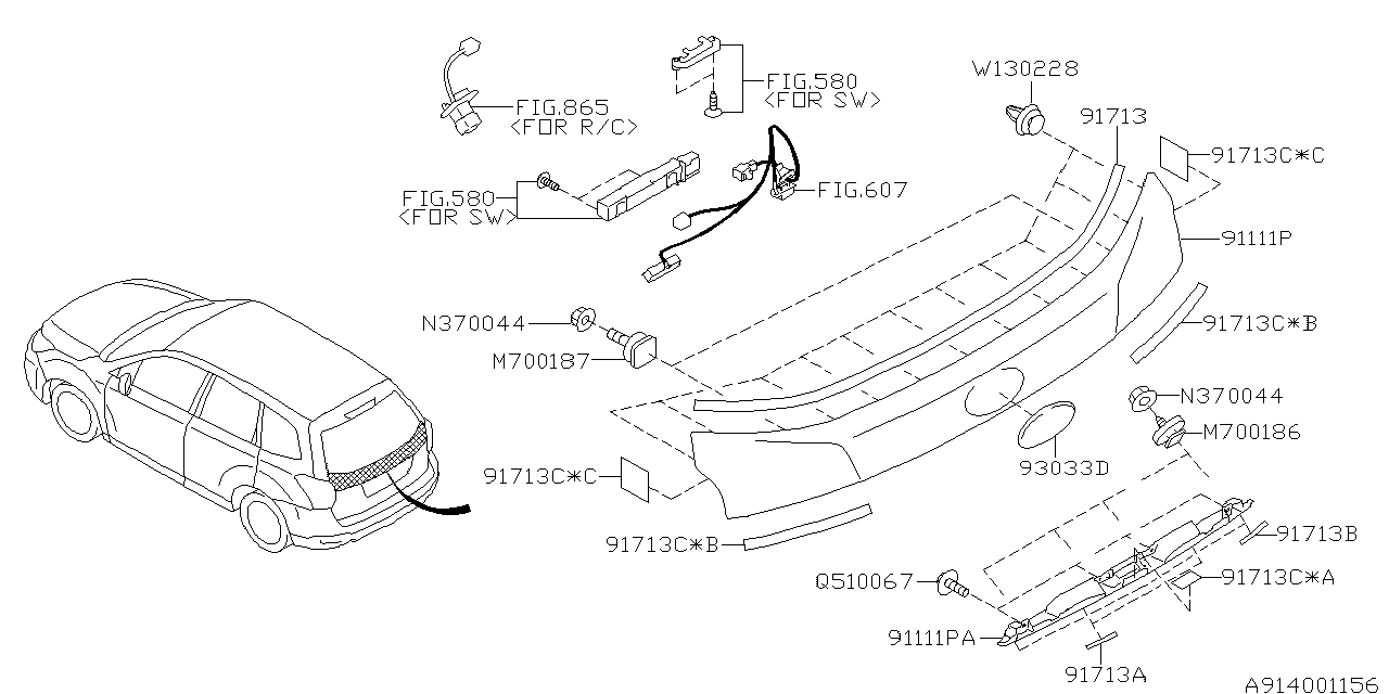 Subaru 91111SG500E1 GARNISH Assembly Rg