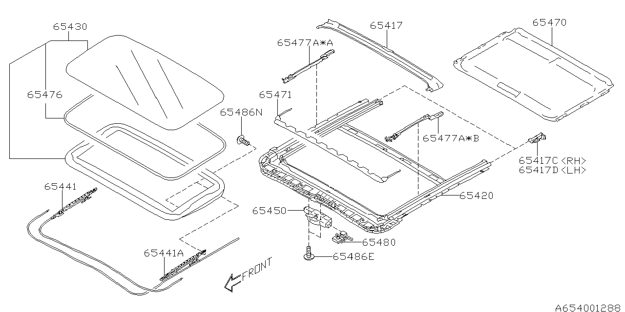 Subaru 65417FL010 Drain Rear Sun Roof RH