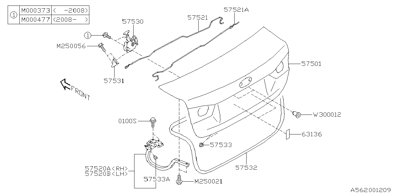 Subaru 57532FL02A WEATHERSTRIP Trunk