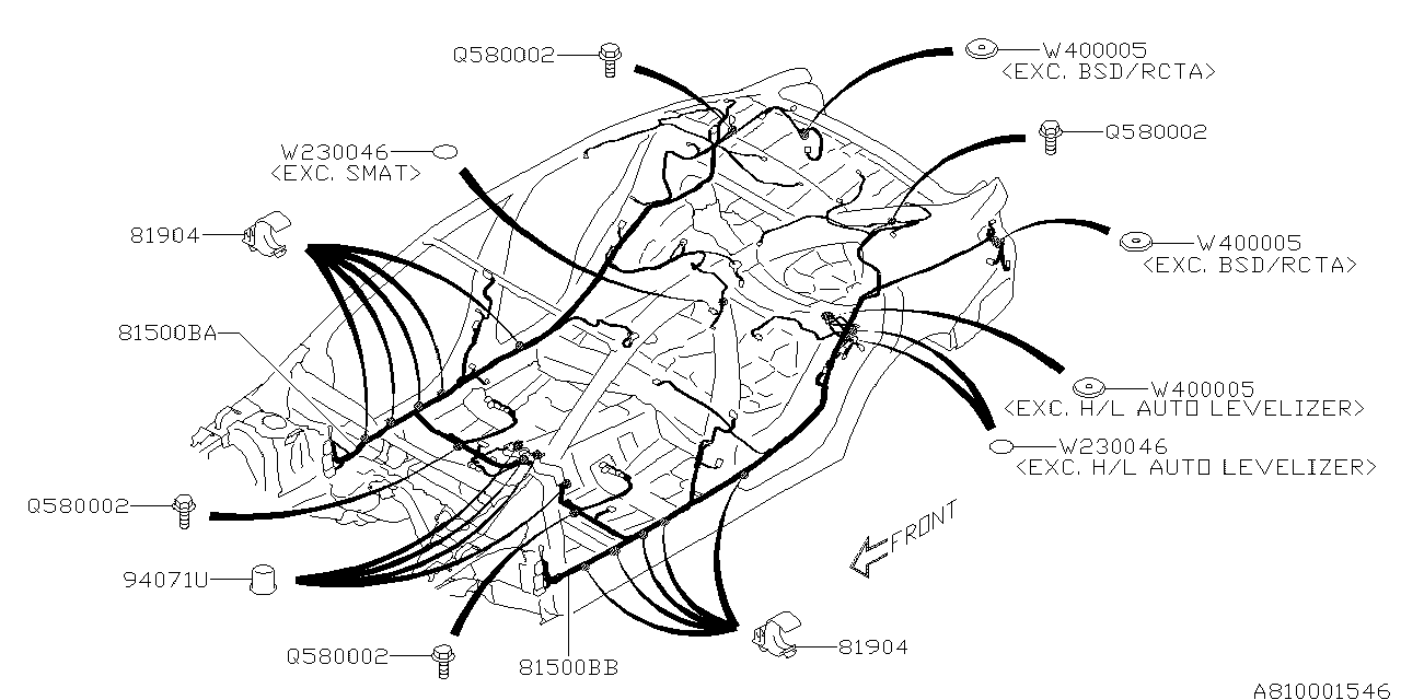 Subaru 81503FL06A Wiring Harness Rear Right