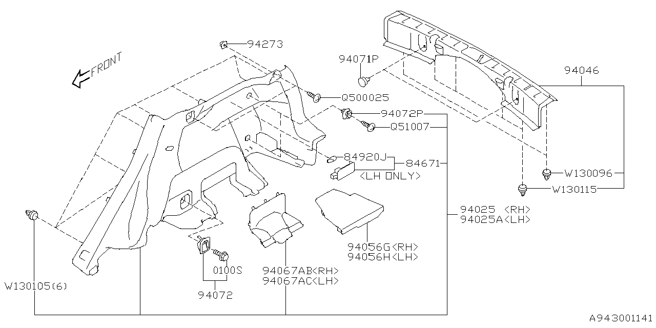 Subaru 94056FL00AVH Lid Apr Rear Right