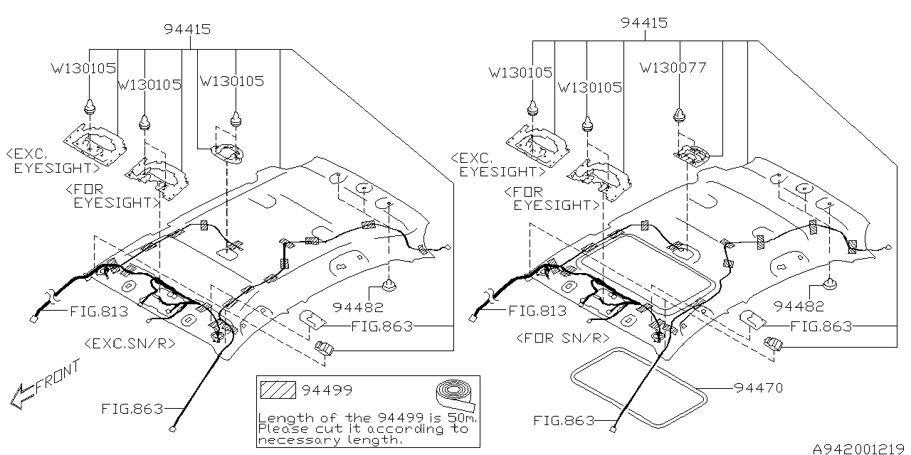 Subaru 94470FL000ME GARNISH Sun Roof