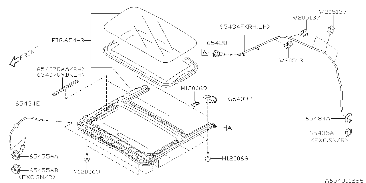 Subaru 65475FL020 Drain Tube Sun Roof Rear