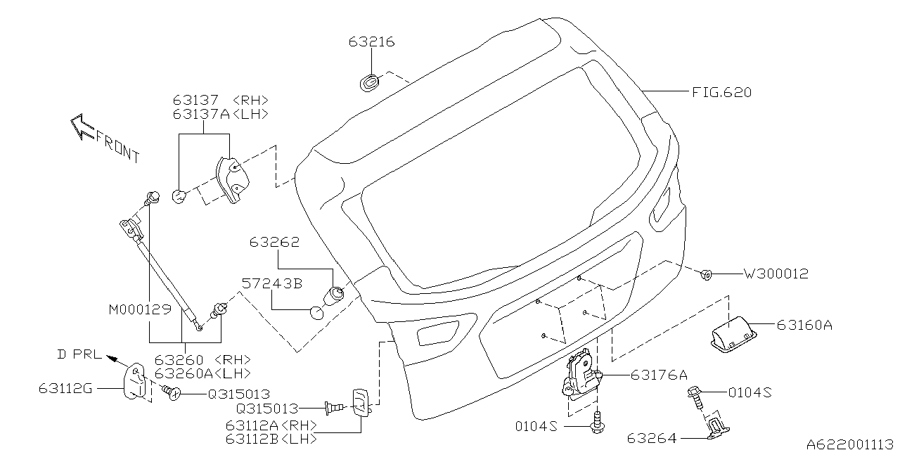 Subaru 63137FL010 Drip Rear Gate LH