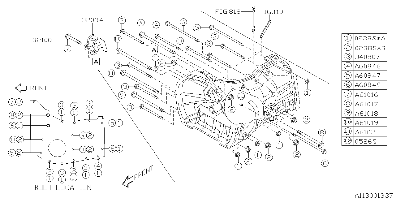 Subaru 32100AB580 Manual Transmission Case Assembly