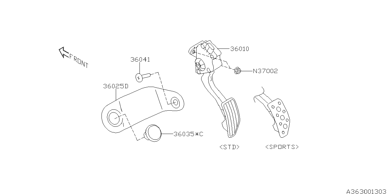 Subaru 36010FL020 Pedal Assembly-Accelerator L