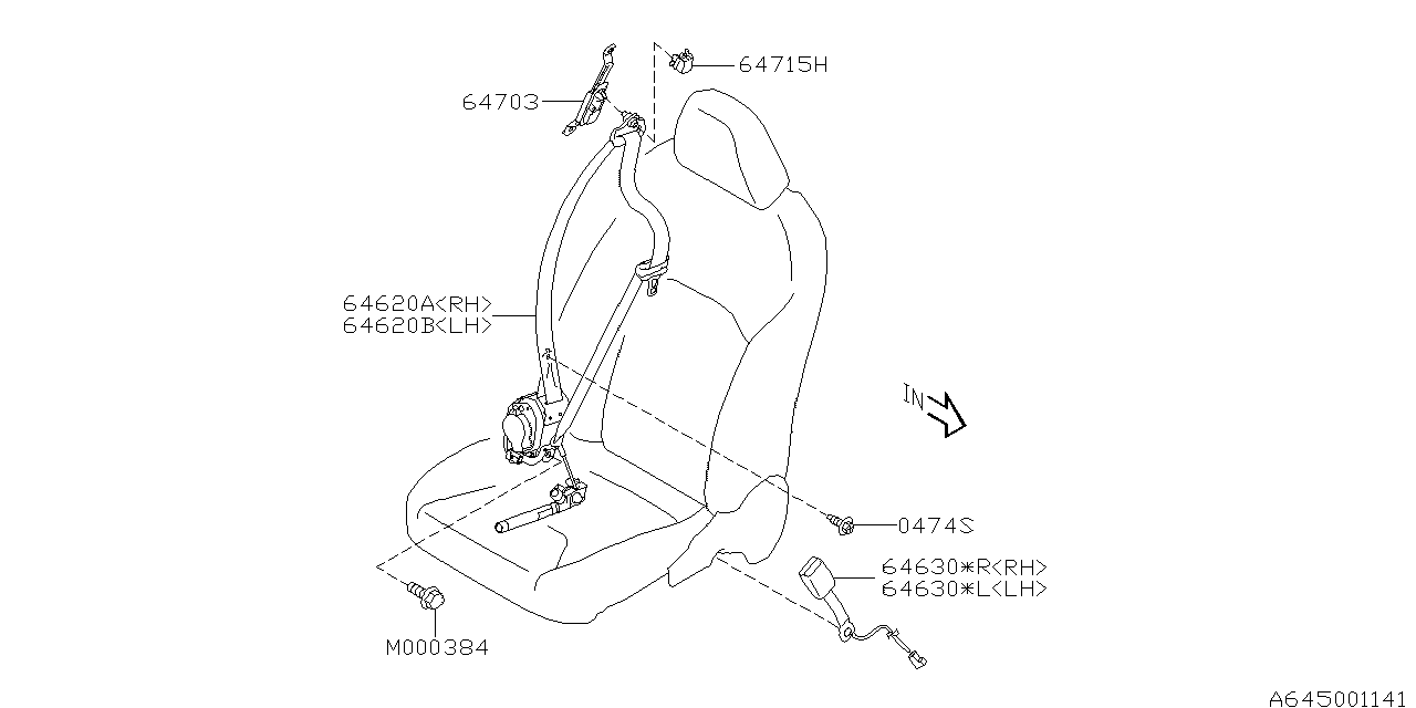 Subaru 64631FL01AVH Belt Assembly Front In