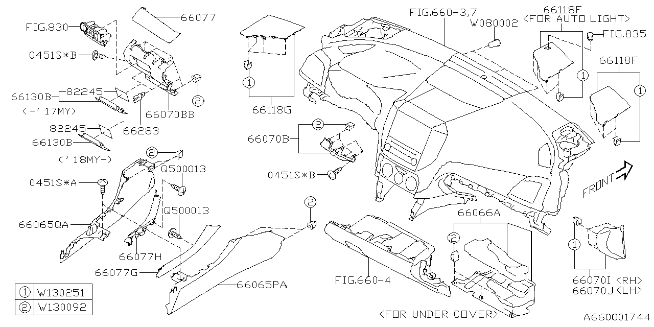 Subaru 66073FL01A Cover Assembly Ip Side Left