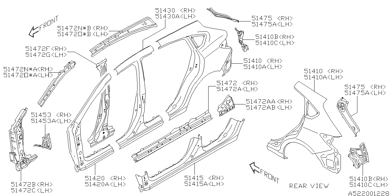 Subaru 51475FL00A9P Extension D Pillar Right