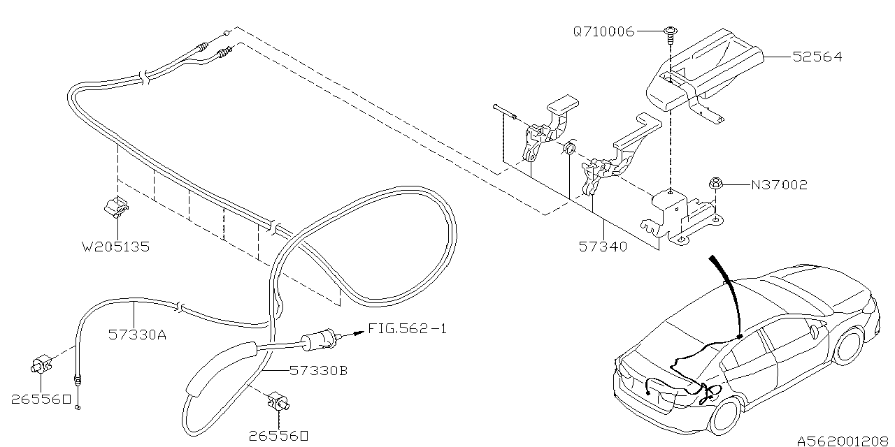 Subaru 57330FL04A Cable Assembly Trunk