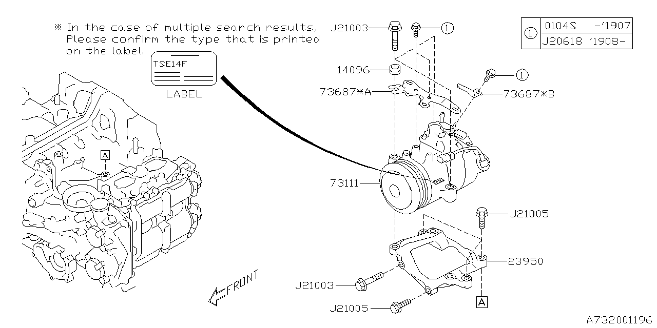 Subaru 73111FL10B Compressor Assembly Dn