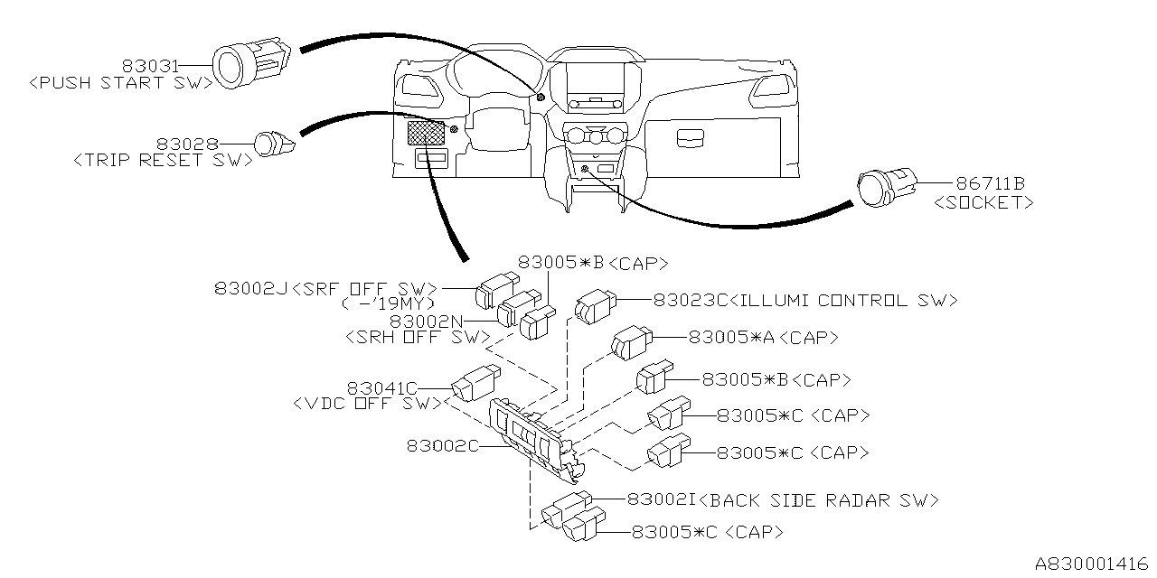 Subaru 83002FL00A Switch INPANE SRH