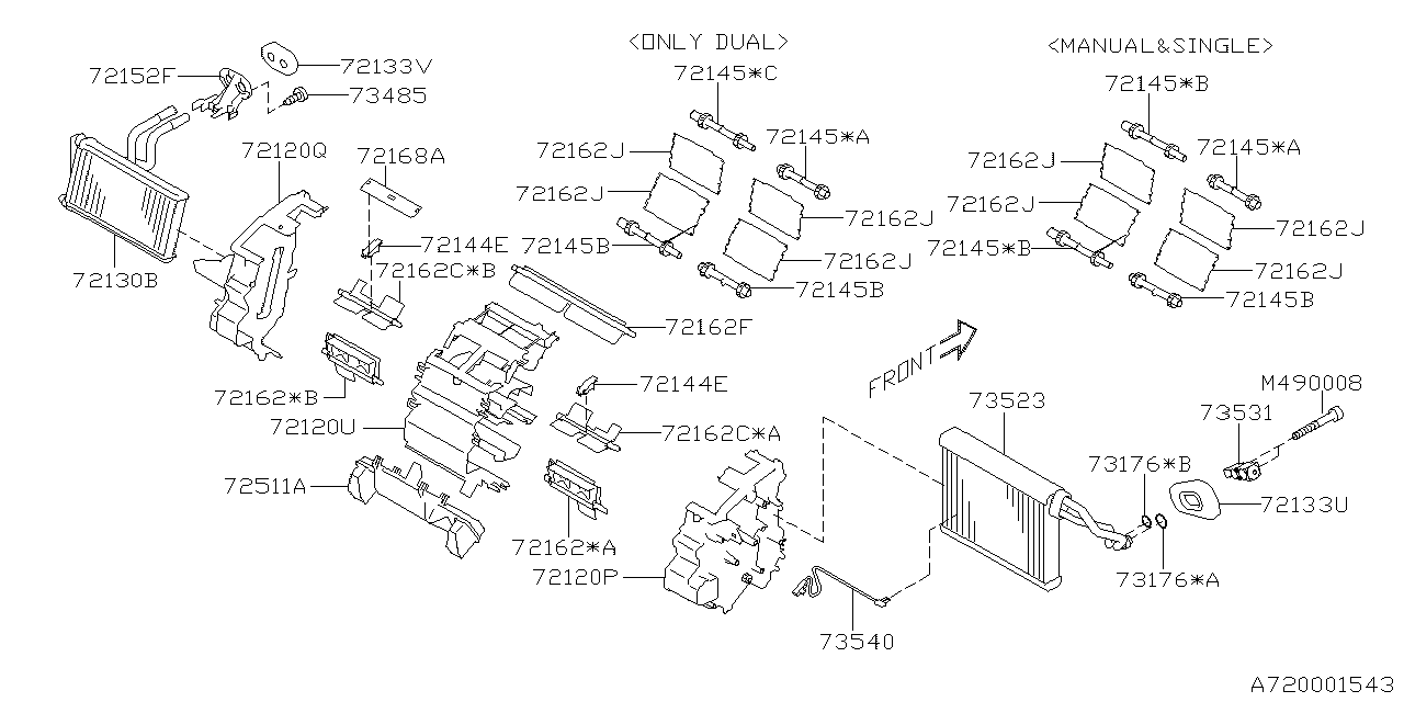 Subaru 72120FL00A Heater Case Assembly