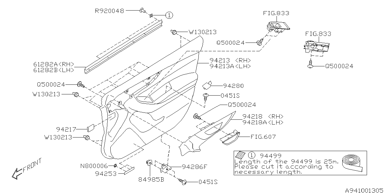 Subaru 94216FL60ASE Trim Sub Assembly Door Front Right