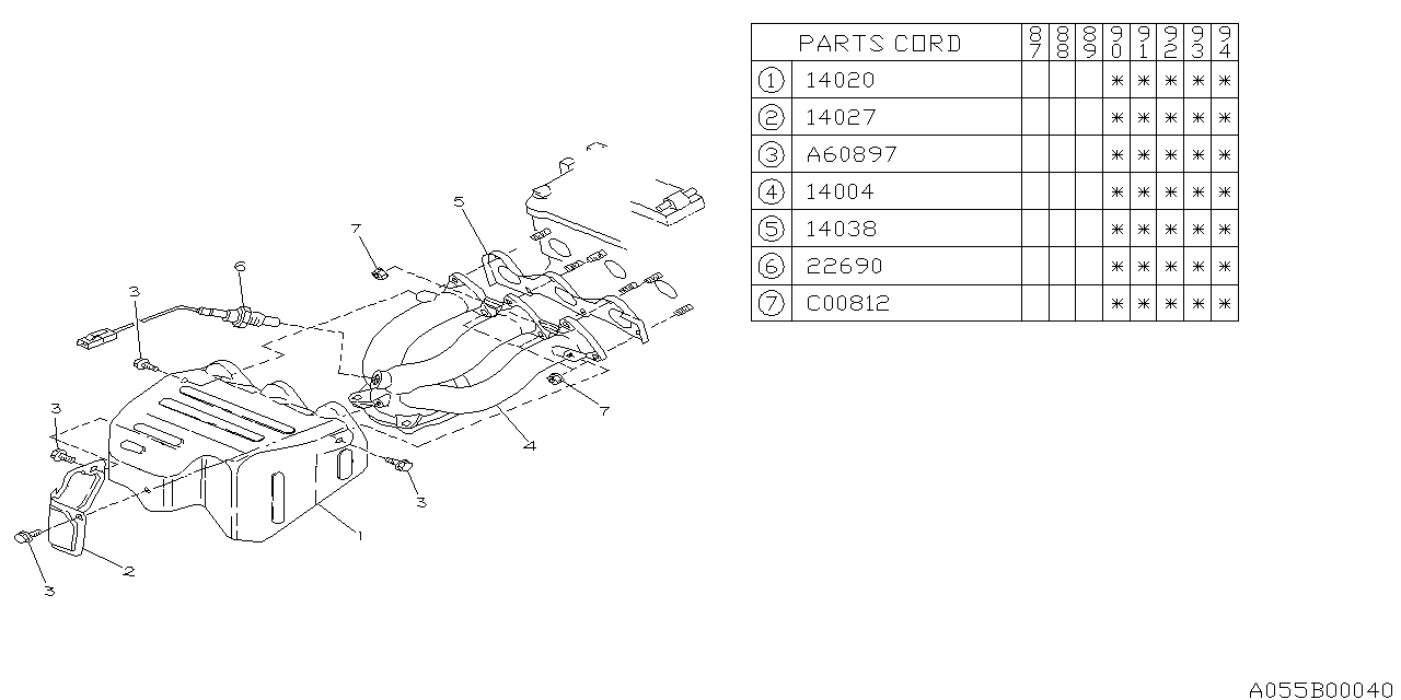 Subaru 14027KA051 Plate Complete Exhaust Manifold