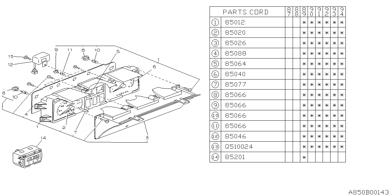 Subaru 785076720 Printed Plate