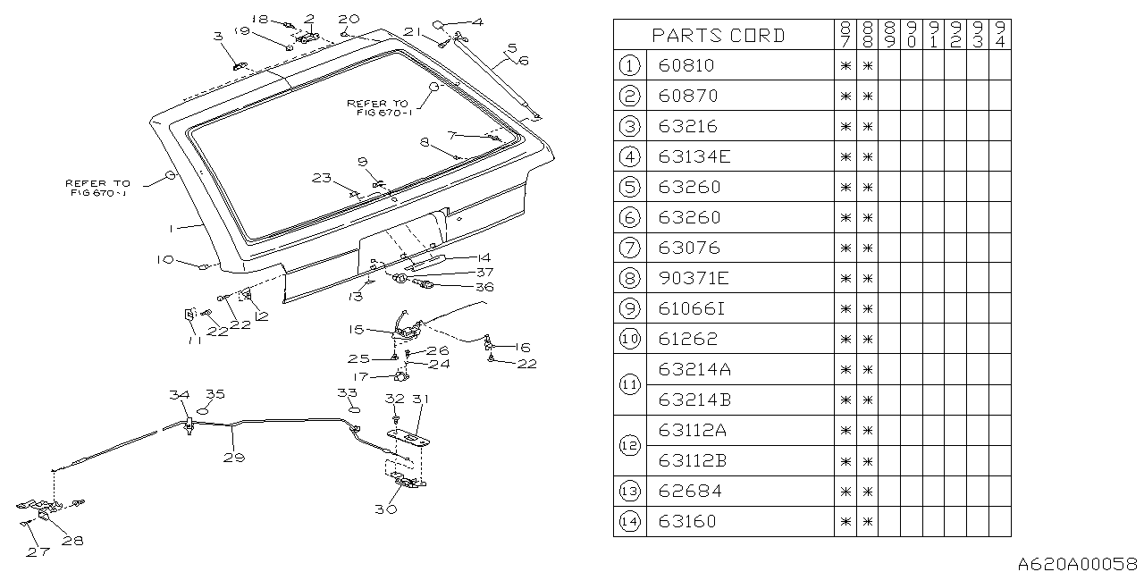 Subaru 761145170 Hinge Assembly Rear Gate